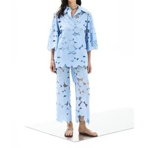 NEW LACE THE LABEL ophelia lace cropped pant in light blue